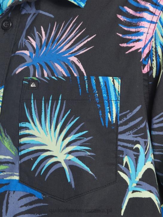 mężczyźni Quiksilver tropikalna koszula z krótkim rękawem 4DBV551 czarna tropikalna usterka
