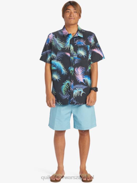 mężczyźni Quiksilver tropikalna koszula z krótkim rękawem 4DBV551 czarna tropikalna usterka