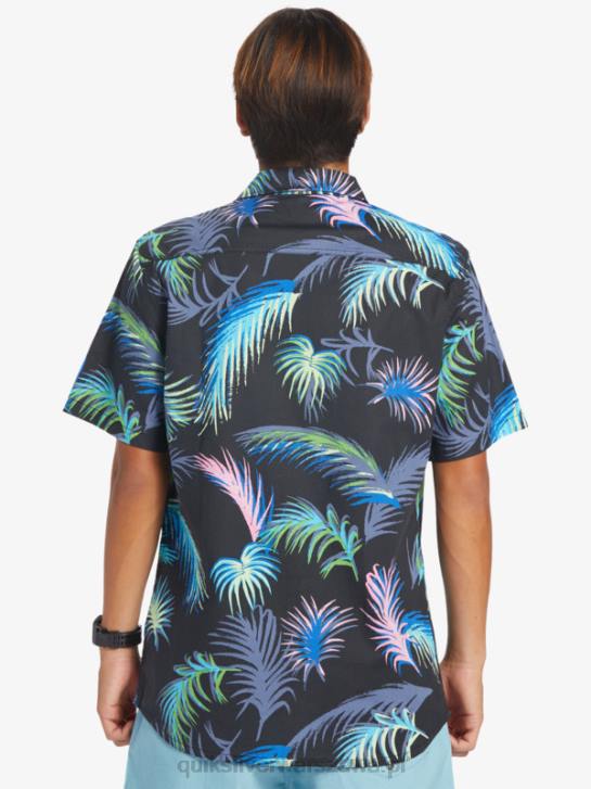 mężczyźni Quiksilver tropikalna koszula z krótkim rękawem 4DBV551 czarna tropikalna usterka