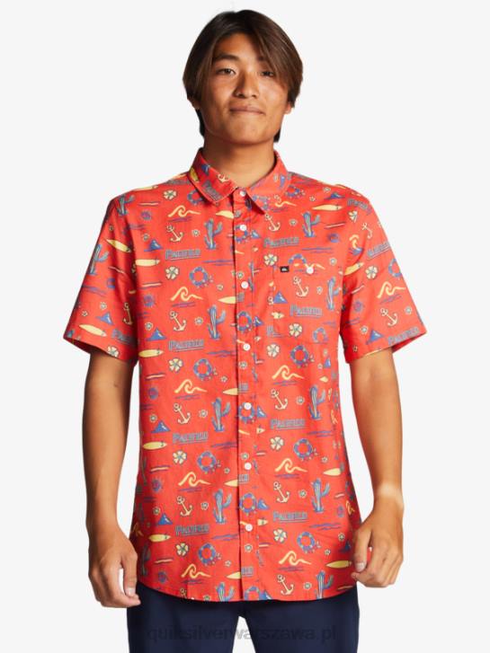 mężczyźni Quiksilver x Pacifico koszulka z krótkim rękawkiem 4DBV16 czerwony pacifico quiksilver
