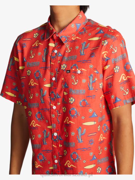mężczyźni Quiksilver x Pacifico koszulka z krótkim rękawkiem 4DBV16 czerwony pacifico quiksilver