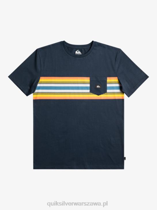 mężczyźni Quiksilver T-shirt z kieszeniami w paski surfadelica 4DBV1064 granatowa marynarka