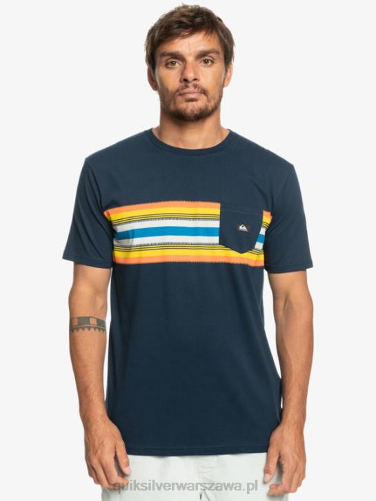 mężczyźni Quiksilver T-shirt z kieszeniami w paski surfadelica 4DBV1064 granatowa marynarka