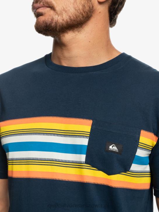 mężczyźni Quiksilver T-shirt z kieszeniami w paski surfadelica 4DBV1064 granatowa marynarka
