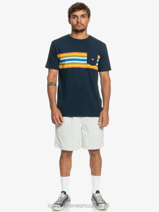 mężczyźni Quiksilver T-shirt z kieszeniami w paski surfadelica 4DBV1064 granatowa marynarka