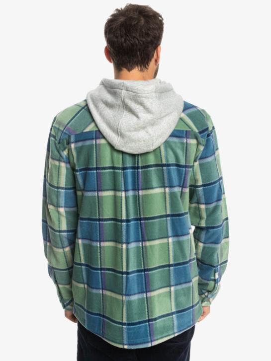 mężczyźni Quiksilver Super pęczniejąca polarowa kurtka zapinana na suwak 4DBV1473 niebieska flanelowa krata w stylu prowansalskim