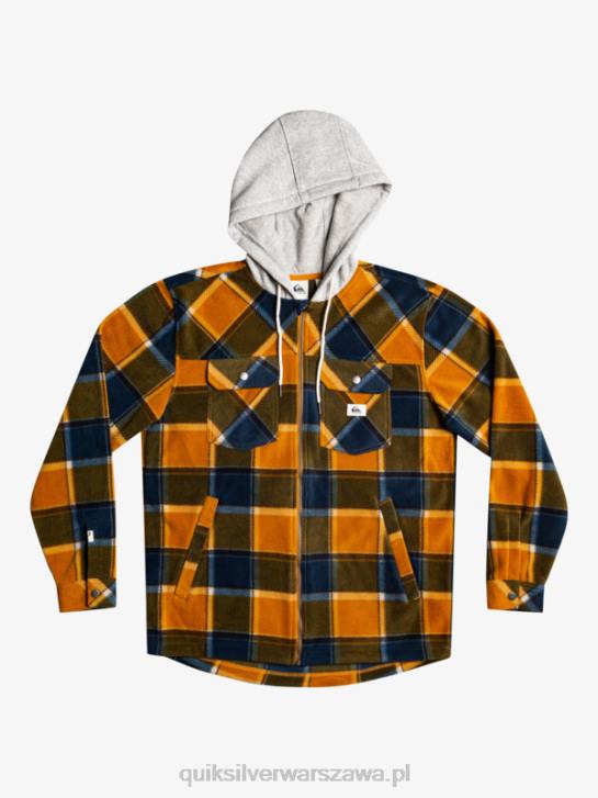 mężczyźni Quiksilver Super pęczniejąca polarowa kurtka zapinana na suwak 4DBV1474 flanelowa krata w kolorze brązowym
