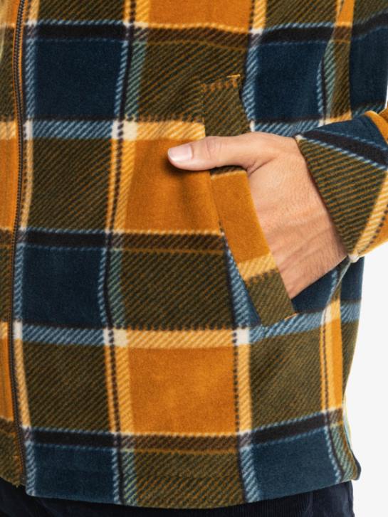 mężczyźni Quiksilver Super pęczniejąca polarowa kurtka zapinana na suwak 4DBV1474 flanelowa krata w kolorze brązowym