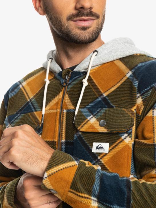 mężczyźni Quiksilver Super pęczniejąca polarowa kurtka zapinana na suwak 4DBV1474 flanelowa krata w kolorze brązowym