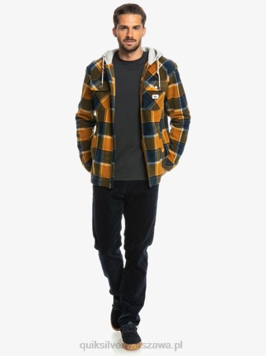 mężczyźni Quiksilver Super pęczniejąca polarowa kurtka zapinana na suwak 4DBV1474 flanelowa krata w kolorze brązowym