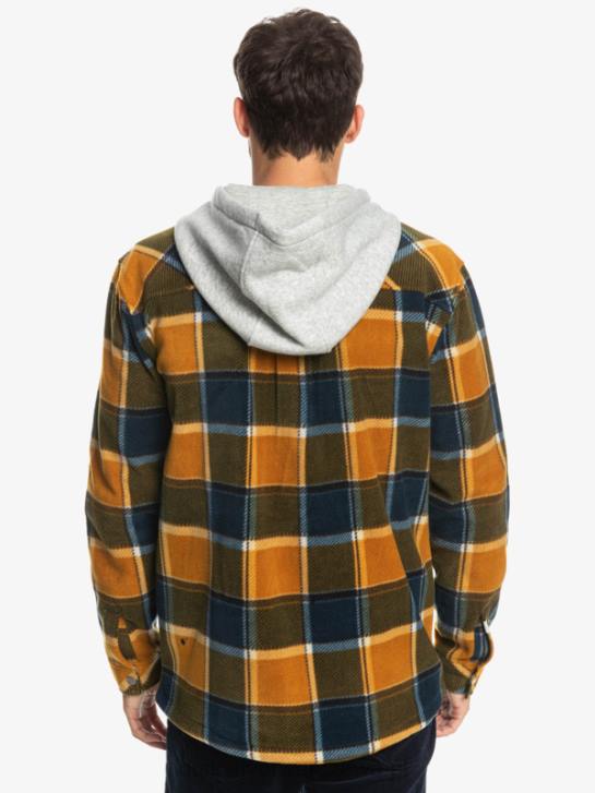 mężczyźni Quiksilver Super pęczniejąca polarowa kurtka zapinana na suwak 4DBV1474 flanelowa krata w kolorze brązowym