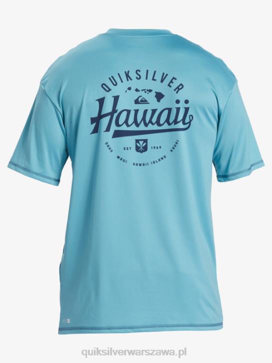 mężczyźni Quiksilver Hawaii Big Bite Upf 50 koszulka surfingowa z krótkim rękawem 4DBV880 niebieski delphinium