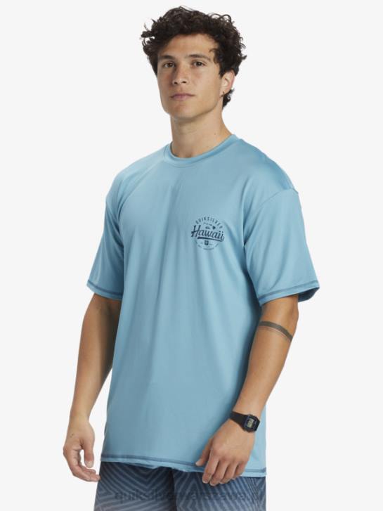 mężczyźni Quiksilver Hawaii Big Bite Upf 50 koszulka surfingowa z krótkim rękawem 4DBV880 niebieski delphinium