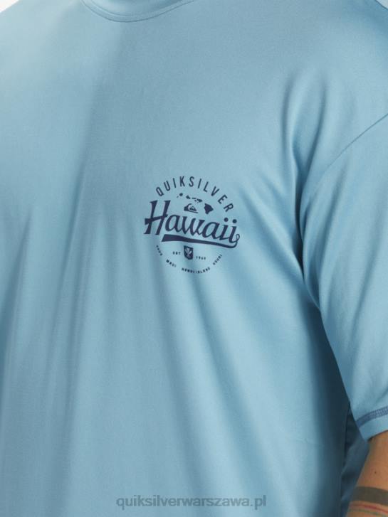 mężczyźni Quiksilver Hawaii Big Bite Upf 50 koszulka surfingowa z krótkim rękawem 4DBV880 niebieski delphinium