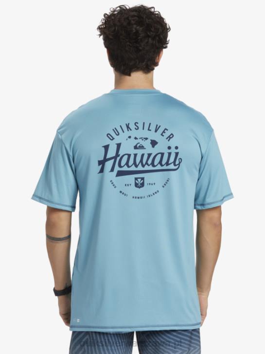 mężczyźni Quiksilver Hawaii Big Bite Upf 50 koszulka surfingowa z krótkim rękawem 4DBV880 niebieski delphinium