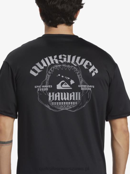 mężczyźni Quiksilver Hawaii Big Bite Upf 50 koszulka surfingowa z krótkim rękawem 4DBV883 czarny