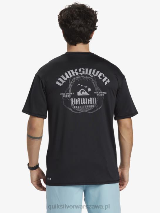 mężczyźni Quiksilver Hawaii Big Bite Upf 50 koszulka surfingowa z krótkim rękawem 4DBV883 czarny