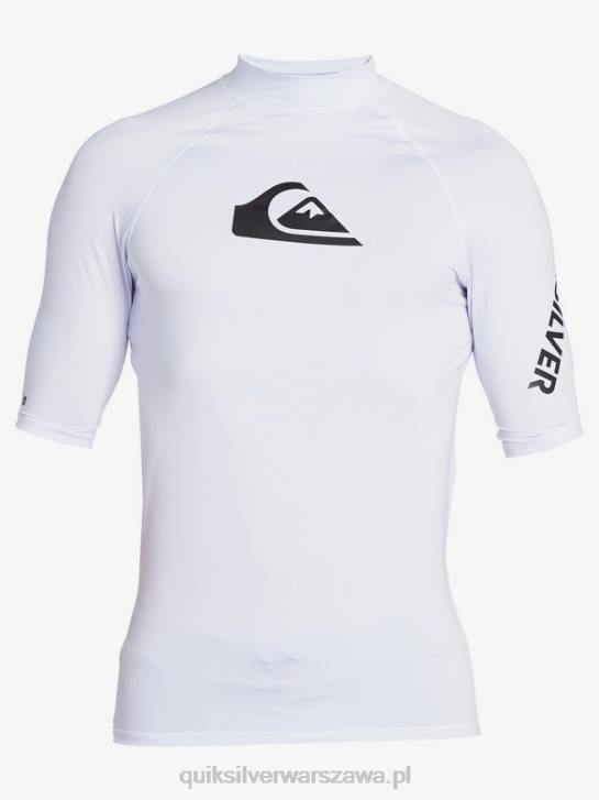 mężczyźni Quiksilver Rashguard wszechczasów z krótkim rękawem upf 50 4DBV1262 biały