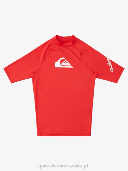 mężczyźni Quiksilver Rashguard wszechczasów z krótkim rękawem upf 50 4DBV1266 szybka czerwień