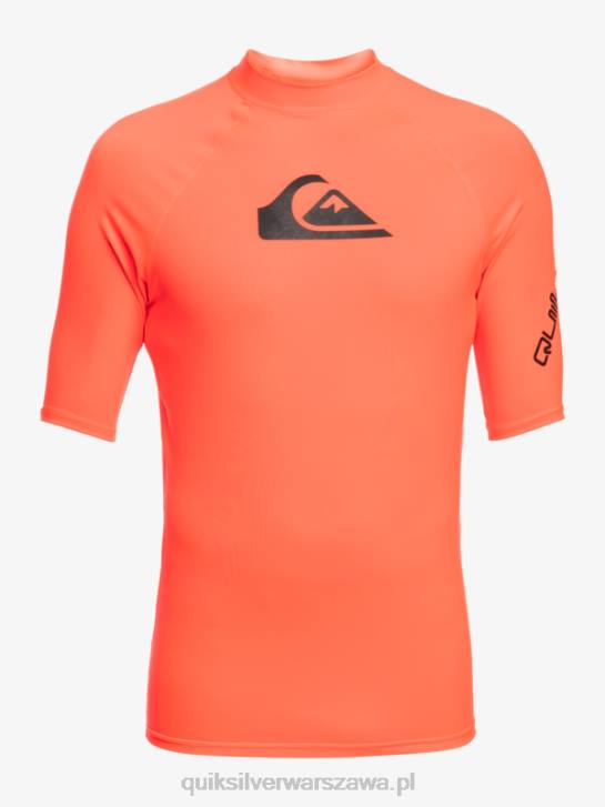 mężczyźni Quiksilver Rashguard wszechczasów z krótkim rękawem upf 50 4DBV813 ognisty koral