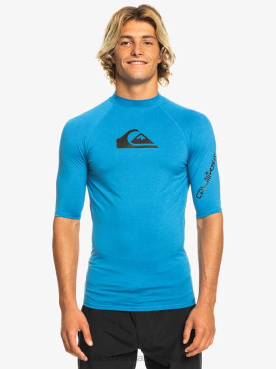 mężczyźni Quiksilver Rashguard wszechczasów z krótkim rękawem upf 50 4DBV814 niebieski wrzos do nurkowania