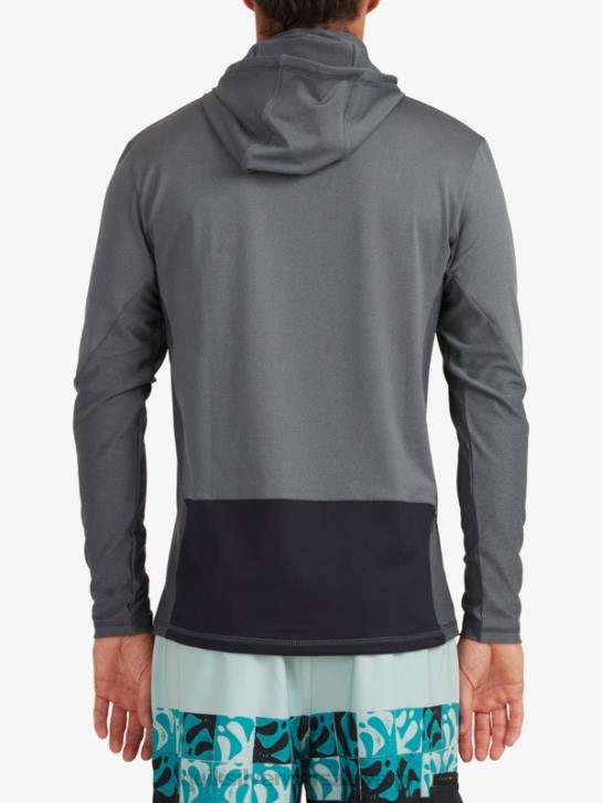 mężczyźni Quiksilver T-shirt surfingowy Waterman Angler z kapturem i długim rękawem upf 50 4DBV1848 ciemny cień