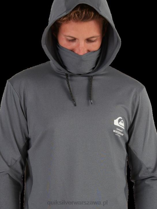 mężczyźni Quiksilver T-shirt surfingowy Waterman Angler z kapturem i długim rękawem upf 50 4DBV1848 ciemny cień