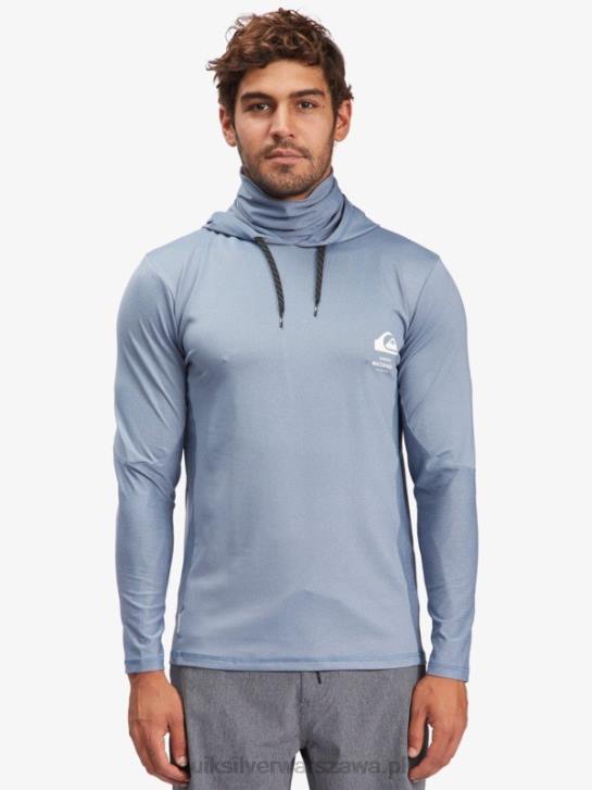 mężczyźni Quiksilver T-shirt surfingowy Waterman Angler z kapturem i długim rękawem upf 50 4DBV1849 chorąży niebieski
