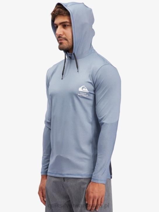 mężczyźni Quiksilver T-shirt surfingowy Waterman Angler z kapturem i długim rękawem upf 50 4DBV1849 chorąży niebieski