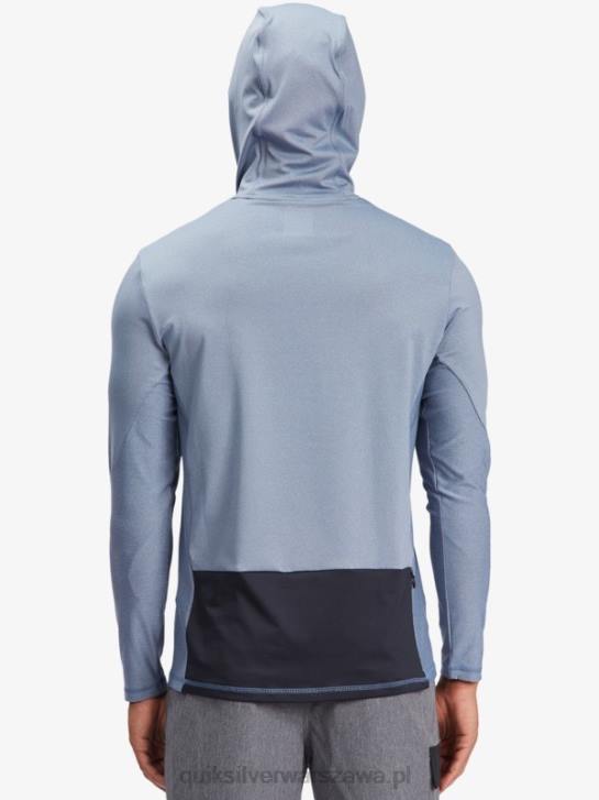 mężczyźni Quiksilver T-shirt surfingowy Waterman Angler z kapturem i długim rękawem upf 50 4DBV1849 chorąży niebieski