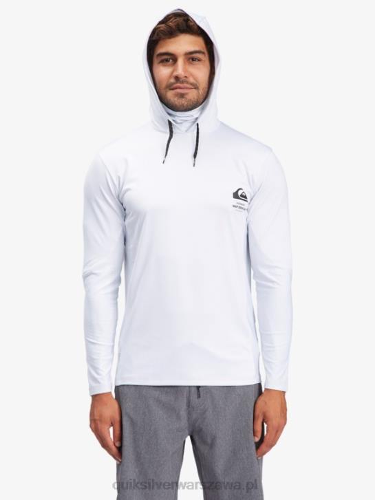 mężczyźni Quiksilver T-shirt surfingowy Waterman Angler z kapturem i długim rękawem upf 50 4DBV1850 biały