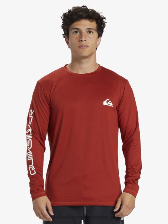 mężczyźni Quiksilver T-shirt surfingowy omni session upf 50 z długim rękawem 4DBV403 czerwona ochra