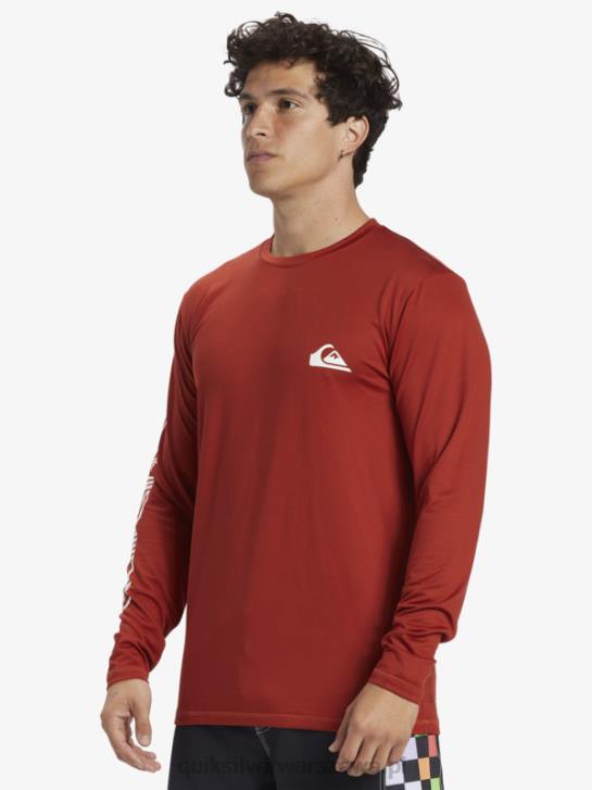 mężczyźni Quiksilver T-shirt surfingowy omni session upf 50 z długim rękawem 4DBV403 czerwona ochra