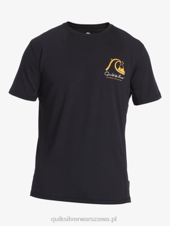 mężczyźni Quiksilver Waterman bambusowa koszulka surfingowa w kratkę 2 upf 50 z krótkim rękawem 4DBV276 czarny
