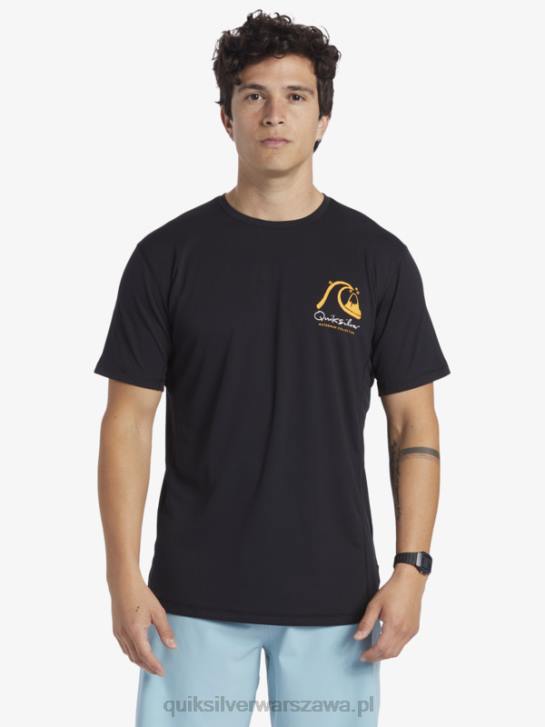 mężczyźni Quiksilver Waterman bambusowa koszulka surfingowa w kratkę 2 upf 50 z krótkim rękawem 4DBV276 czarny