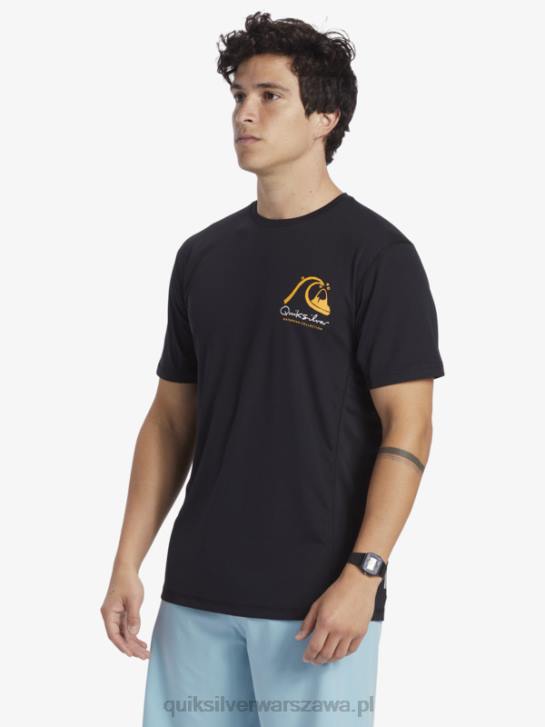mężczyźni Quiksilver Waterman bambusowa koszulka surfingowa w kratkę 2 upf 50 z krótkim rękawem 4DBV276 czarny