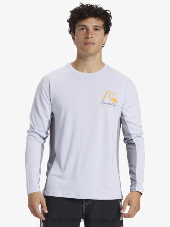 mężczyźni Quiksilver Waterman bambusowa koszulka surfingowa z długim rękawem w kratkę 2 upf 50 4DBV260 biały