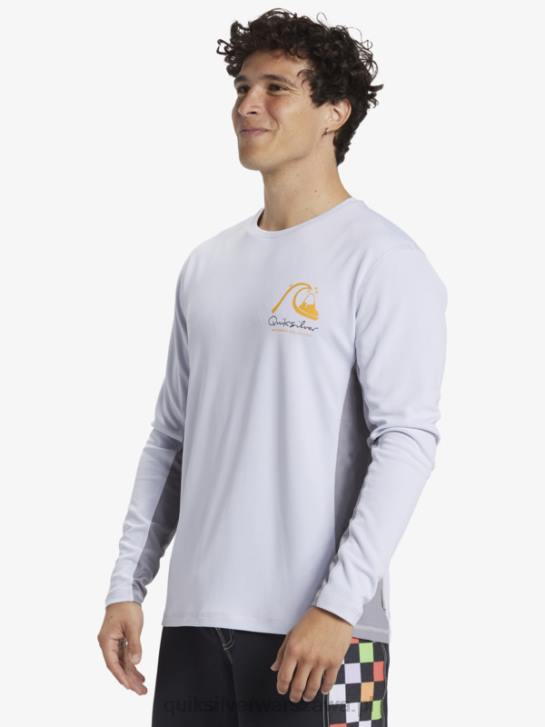 mężczyźni Quiksilver Waterman bambusowa koszulka surfingowa z długim rękawem w kratkę 2 upf 50 4DBV260 biały