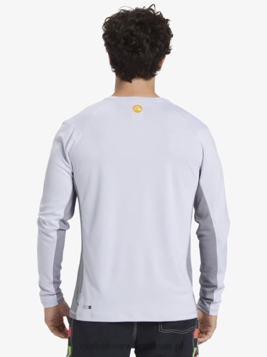 mężczyźni Quiksilver Waterman bambusowa koszulka surfingowa z długim rękawem w kratkę 2 upf 50 4DBV260 biały