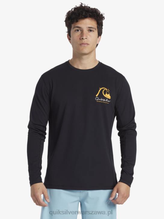mężczyźni Quiksilver Waterman bambusowa koszulka surfingowa z długim rękawem w kratkę 2 upf 50 4DBV261 czarny