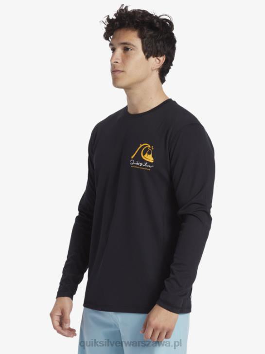 mężczyźni Quiksilver Waterman bambusowa koszulka surfingowa z długim rękawem w kratkę 2 upf 50 4DBV261 czarny