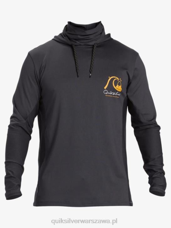mężczyźni Quiksilver Waterman wędkarz z kapturem upf 50 koszulka surfingowa z długim rękawem 4DBV830 czarny