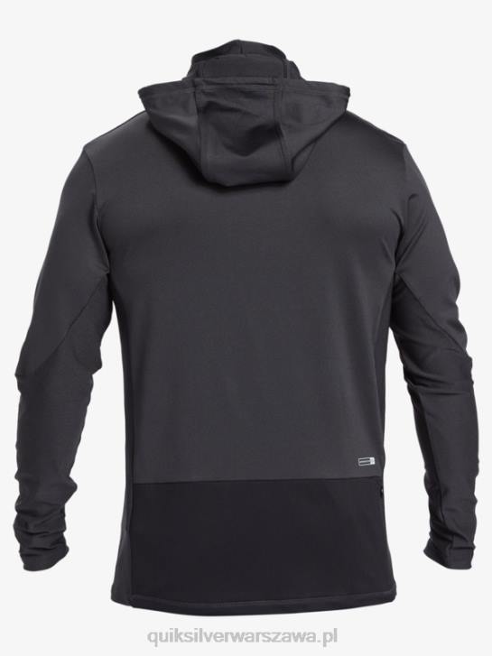mężczyźni Quiksilver Waterman wędkarz z kapturem upf 50 koszulka surfingowa z długim rękawem 4DBV830 czarny