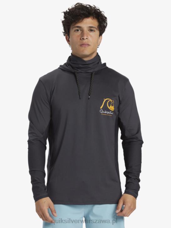 mężczyźni Quiksilver Waterman wędkarz z kapturem upf 50 koszulka surfingowa z długim rękawem 4DBV830 czarny