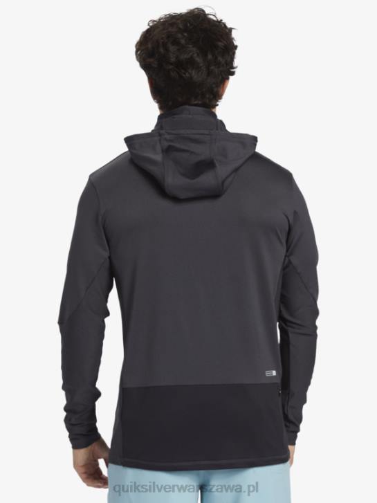 mężczyźni Quiksilver Waterman wędkarz z kapturem upf 50 koszulka surfingowa z długim rękawem 4DBV830 czarny