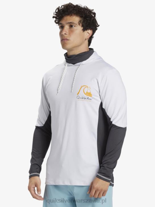 mężczyźni Quiksilver Waterman wędkarz z kapturem upf 50 koszulka surfingowa z długim rękawem 4DBV831 biały