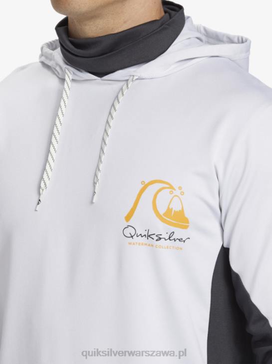 mężczyźni Quiksilver Waterman wędkarz z kapturem upf 50 koszulka surfingowa z długim rękawem 4DBV831 biały