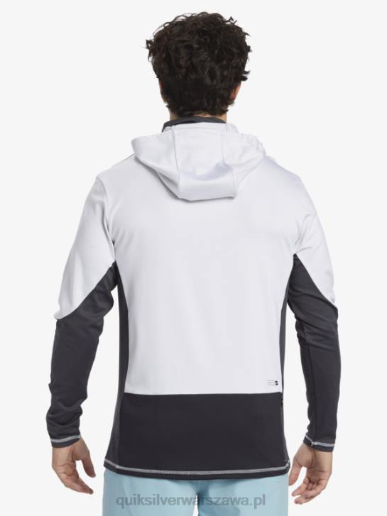 mężczyźni Quiksilver Waterman wędkarz z kapturem upf 50 koszulka surfingowa z długim rękawem 4DBV831 biały