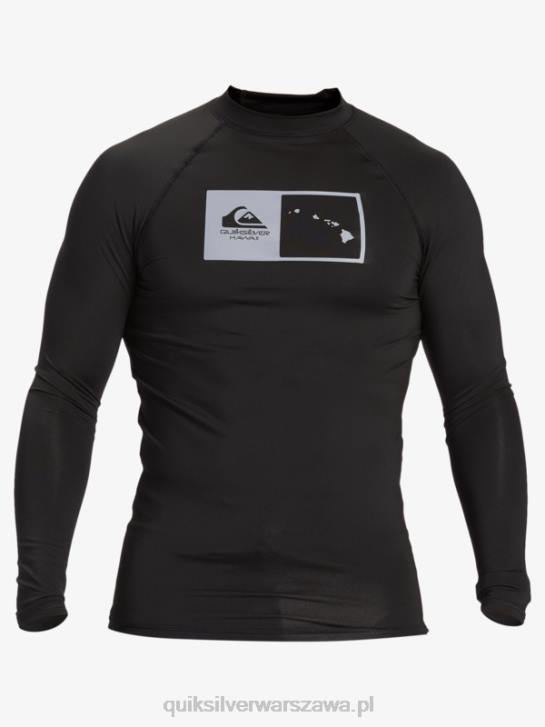 mężczyźni Quiksilver hawaii podwójna koszulka surfingowa upf 50 z długim rękawem 4DBV1105 czarny