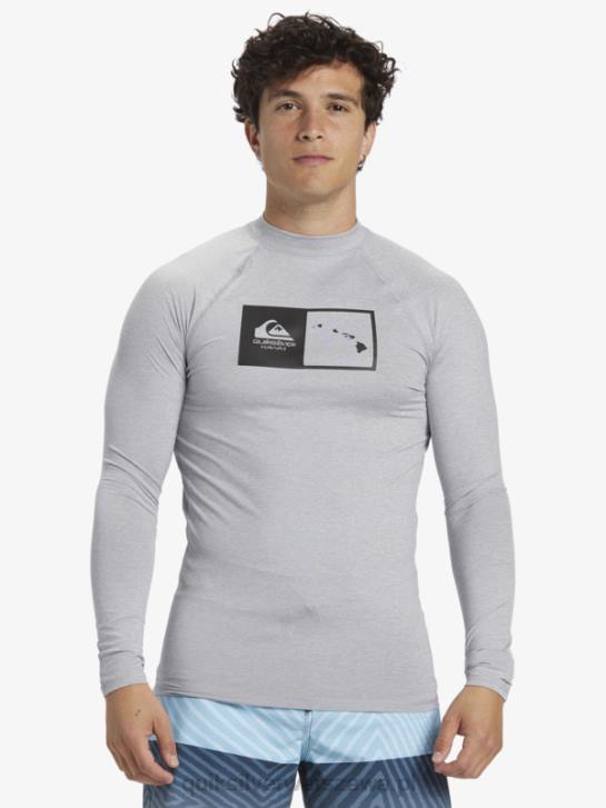 mężczyźni Quiksilver hawaii podwójna koszulka surfingowa upf 50 z długim rękawem 4DBV1106 wrzos ze śniegiem